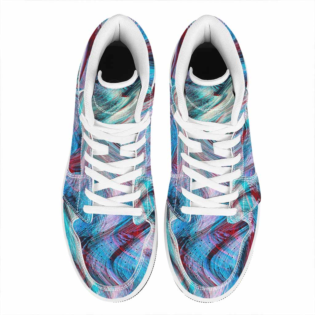 Smoke Psychedelic Trippy Print High Top Leather Sneakers