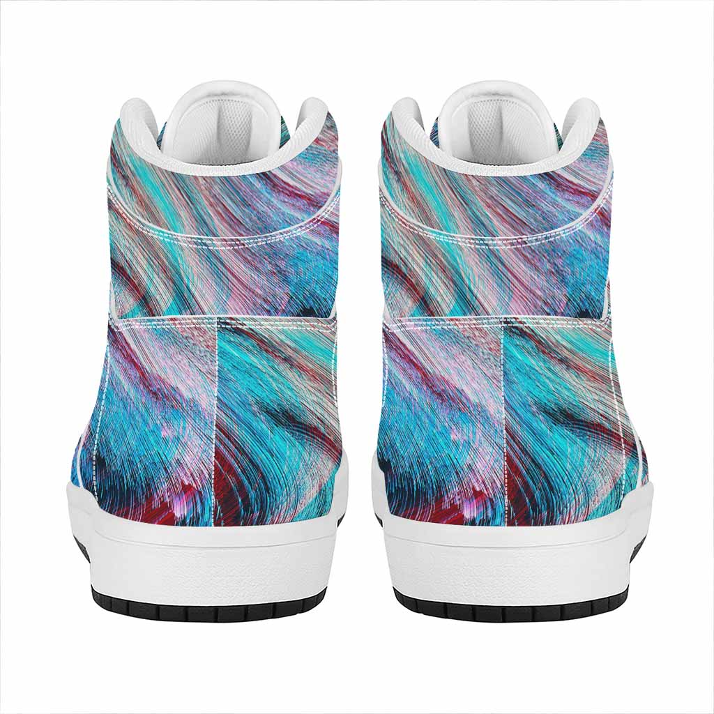 Smoke Psychedelic Trippy Print High Top Leather Sneakers