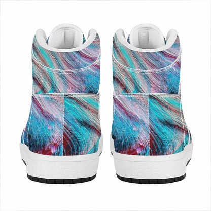 Smoke Psychedelic Trippy Print High Top Leather Sneakers