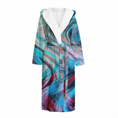 Smoke Psychedelic Trippy Print Hooded Bathrobe