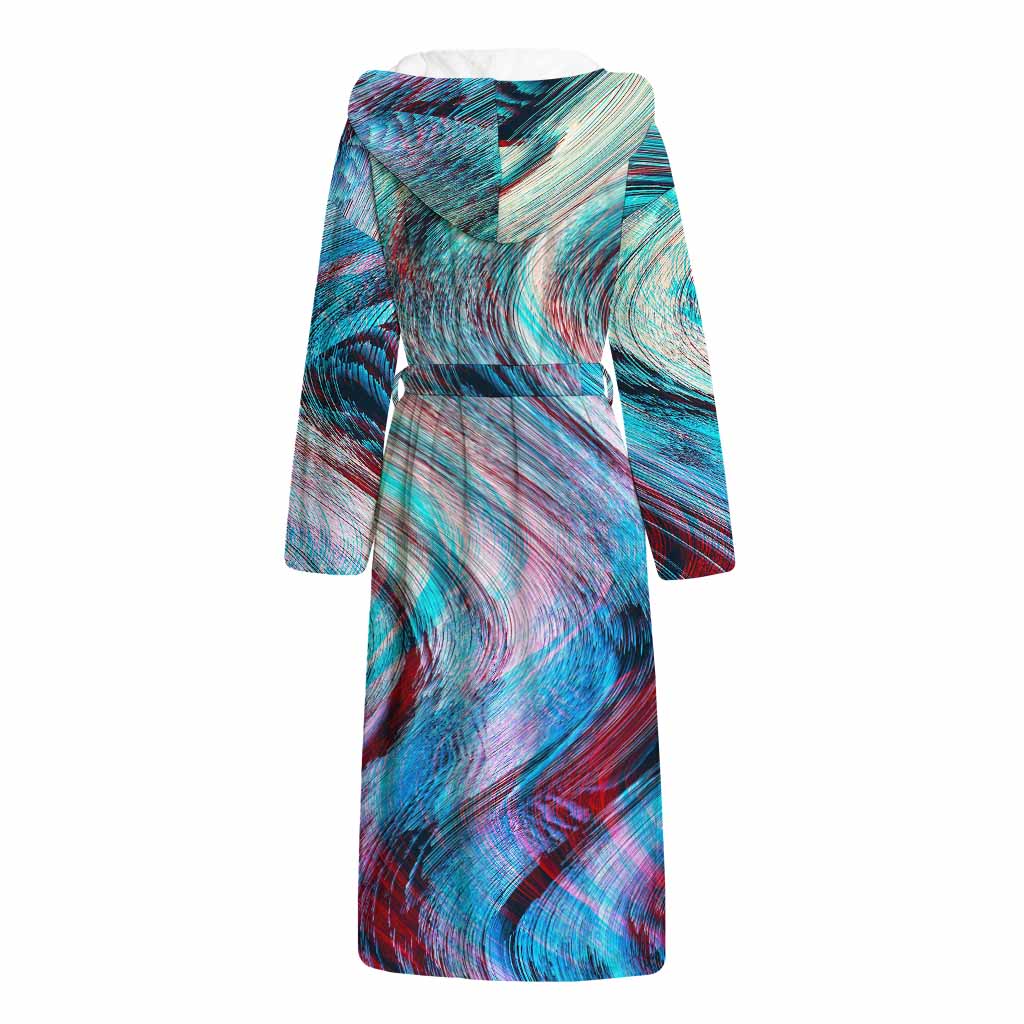 Smoke Psychedelic Trippy Print Hooded Bathrobe
