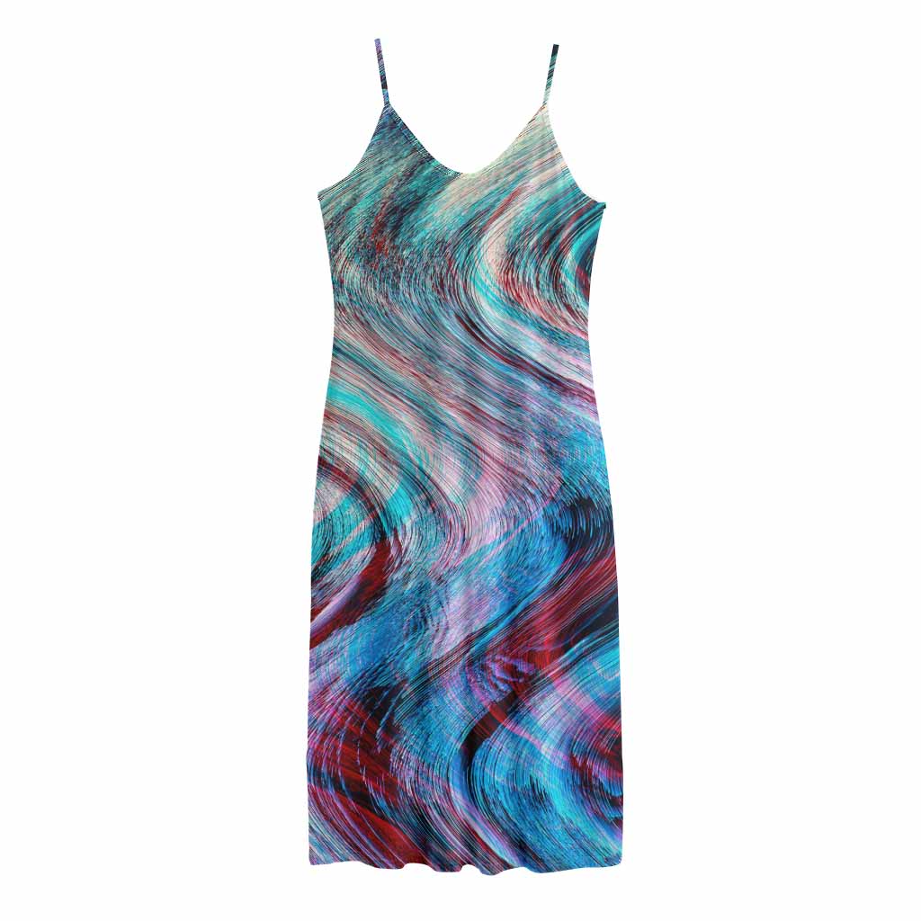 Smoke Psychedelic Trippy Print Jersey Midi Cami Dress