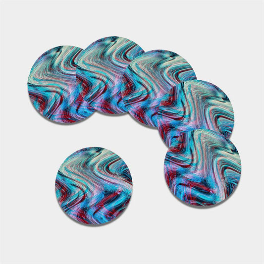 Smoke Psychedelic Trippy Print Leather Coaster Set