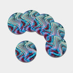 Smoke Psychedelic Trippy Print Leather Coaster Set