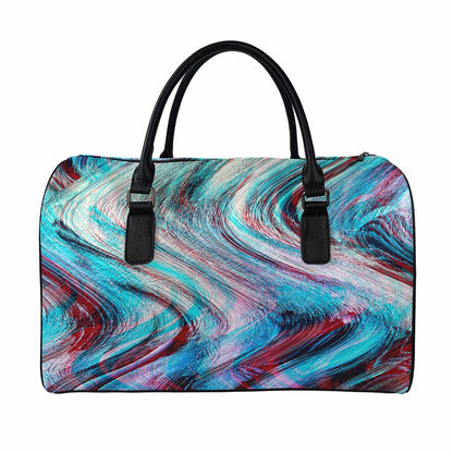 Smoke Psychedelic Trippy Print Leather Duffle Bag