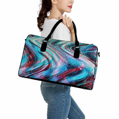 Smoke Psychedelic Trippy Print Leather Duffle Bag