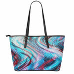 Smoke Psychedelic Trippy Print Leather Tote Bag