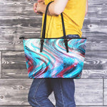 Smoke Psychedelic Trippy Print Leather Tote Bag