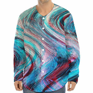 Smoke Psychedelic Trippy Print Long Sleeve Baseball Jersey