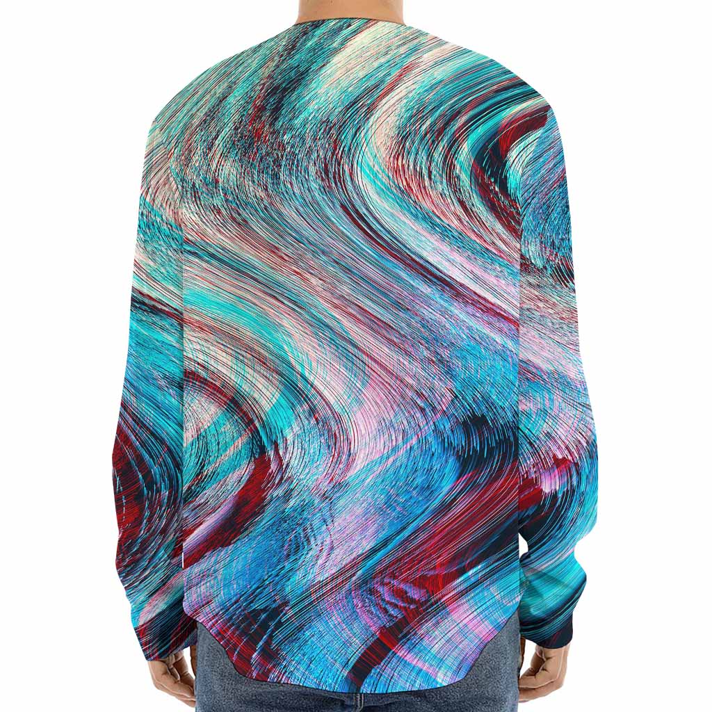 Smoke Psychedelic Trippy Print Long Sleeve Baseball Jersey