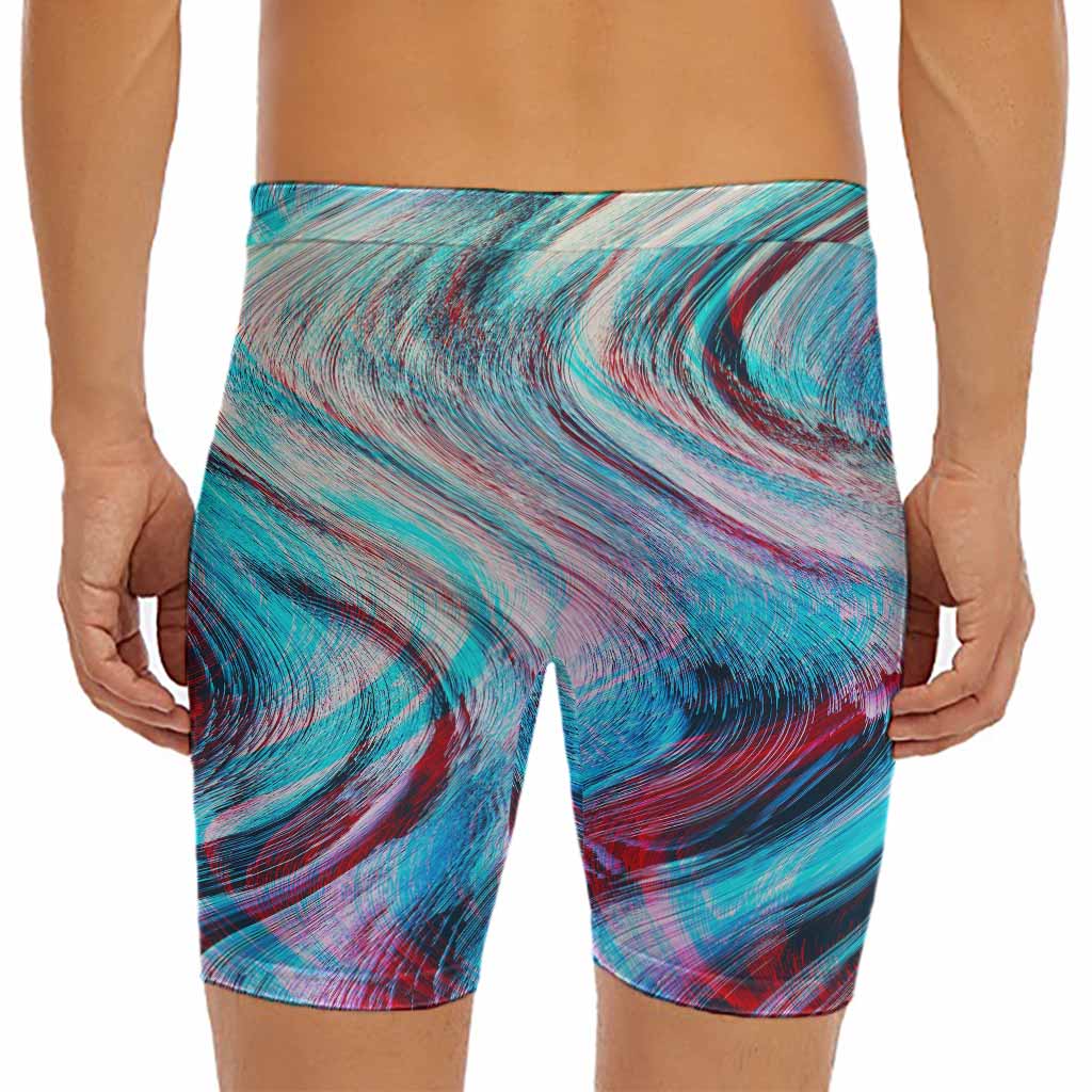 Smoke Psychedelic Trippy Print Men's Long Boxer Briefs