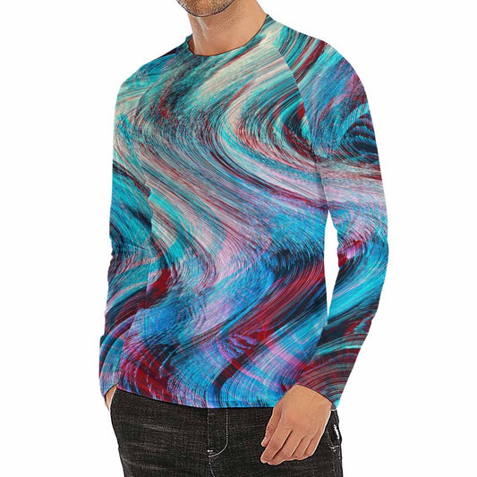 Smoke Psychedelic Trippy Print Men's Long Sleeve Rash Guard