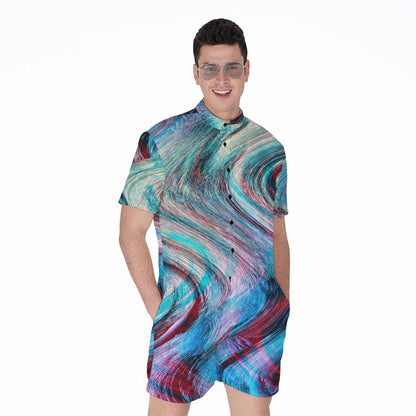 Smoke Psychedelic Trippy Print Men's Rompers