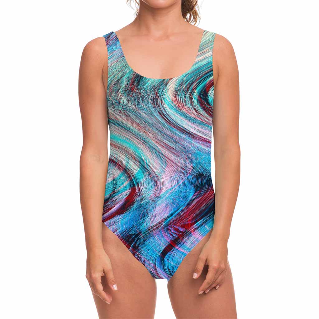 Smoke Psychedelic Trippy Print One Piece Swimsuit