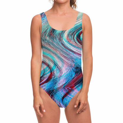 Smoke Psychedelic Trippy Print One Piece Swimsuit