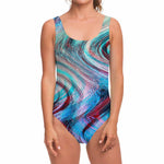 Smoke Psychedelic Trippy Print One Piece Swimsuit