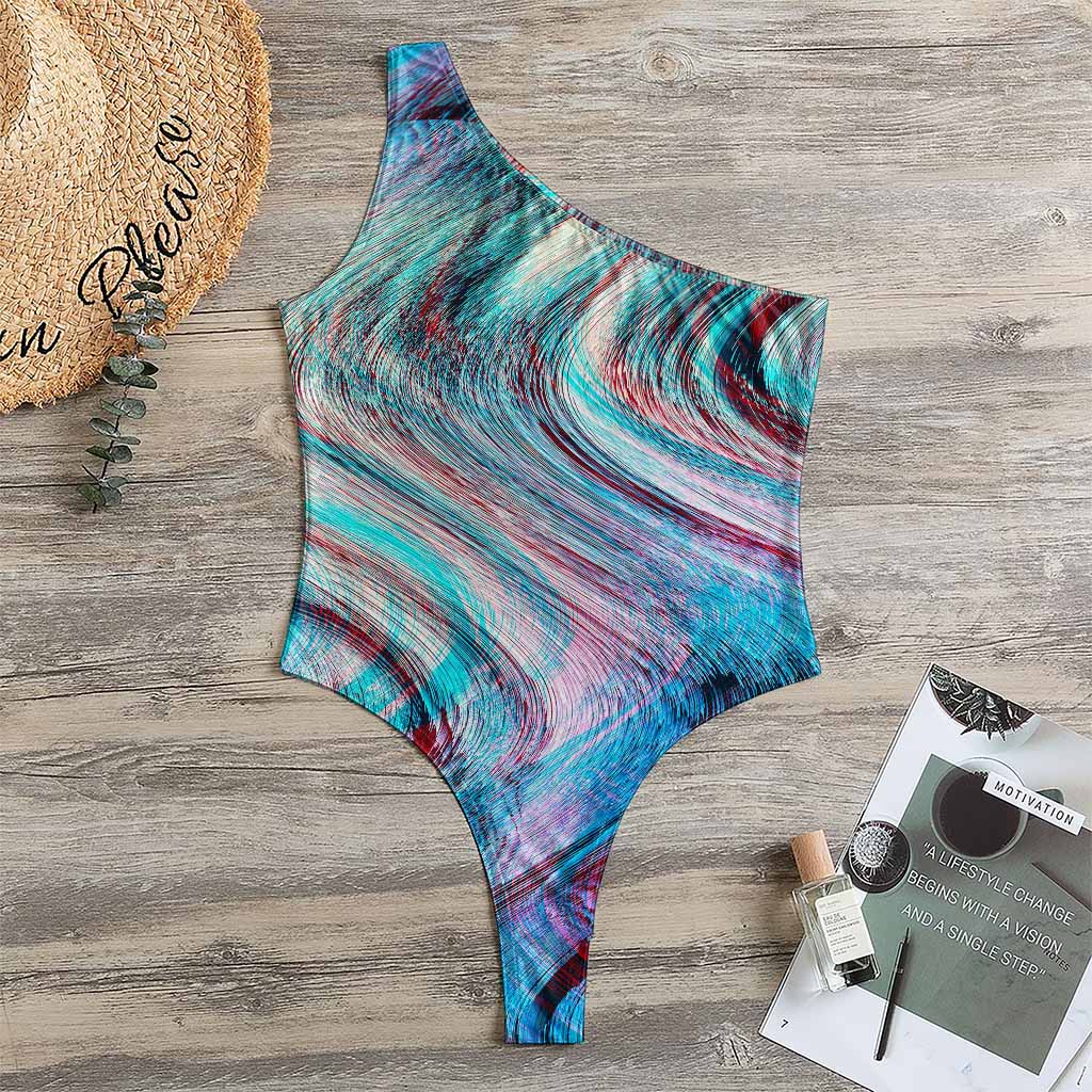 Smoke Psychedelic Trippy Print One Shoulder Bodysuit