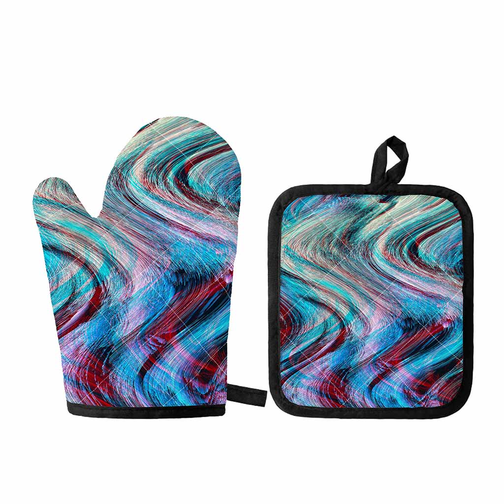 Smoke Psychedelic Trippy Print Oven Mitt And Pot Holder Set