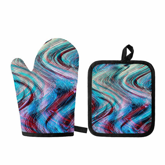 Smoke Psychedelic Trippy Print Oven Mitt And Pot Holder Set