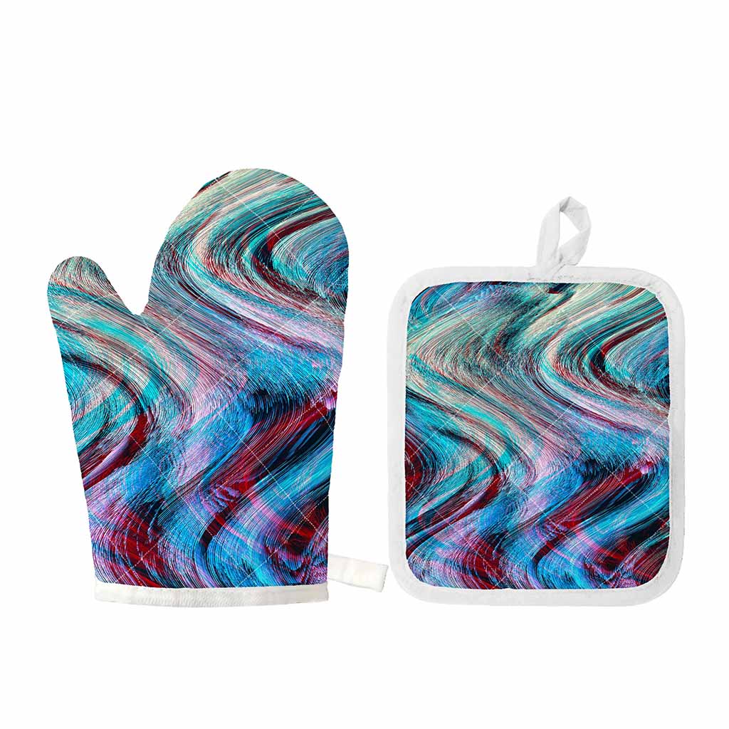 Smoke Psychedelic Trippy Print Oven Mitt And Pot Holder Set