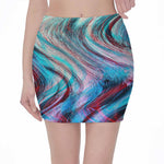 Smoke Psychedelic Trippy Print Pencil Mini Skirt