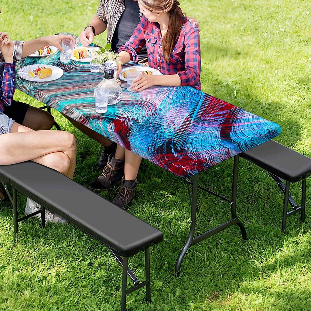 Smoke Psychedelic Trippy Print Picnic Table Cover