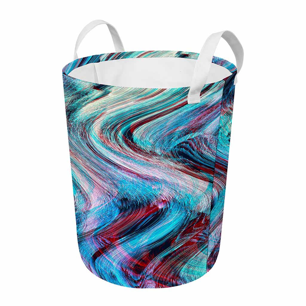 Smoke Psychedelic Trippy Print Round Laundry Basket
