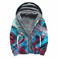 Smoke Psychedelic Trippy Print Sherpa Lined Zip Up Hoodie