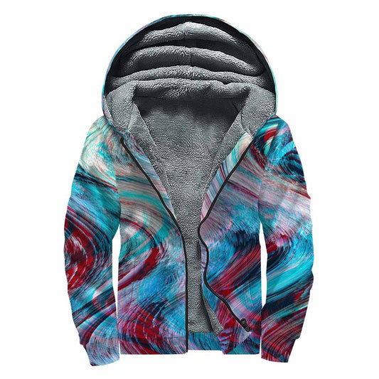 Smoke Psychedelic Trippy Print Sherpa Lined Zip Up Hoodie