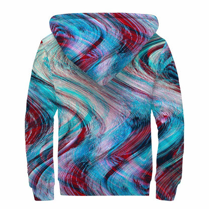 Smoke Psychedelic Trippy Print Sherpa Lined Zip Up Hoodie