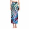 Smoke Psychedelic Trippy Print Side Slit Maxi Skirt