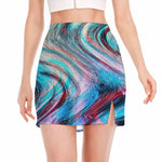 Smoke Psychedelic Trippy Print Side Slit Mini Skirt