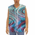 Smoke Psychedelic Trippy Print Sleeveless Baseball Jersey