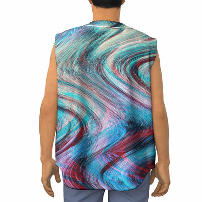Smoke Psychedelic Trippy Print Sleeveless Baseball Jersey