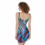 Smoke Psychedelic Trippy Print Sleeveless Bodycon Dress