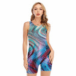 Smoke Psychedelic Trippy Print Sleeveless One Piece Swimsuit