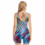Smoke Psychedelic Trippy Print Sleeveless One Piece Swimsuit