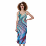 Smoke Psychedelic Trippy Print Slim Fit Midi Cami Dress