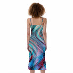 Smoke Psychedelic Trippy Print Slim Fit Midi Cami Dress