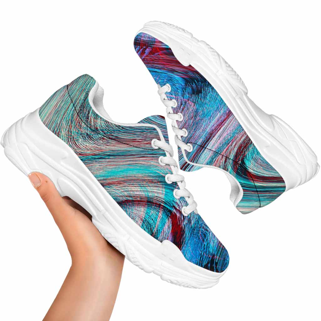 Smoke Psychedelic Trippy Print White Chunky Shoes