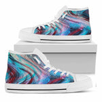 Smoke Psychedelic Trippy Print White High Top Sneakers