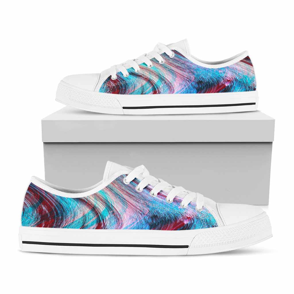 Smoke Psychedelic Trippy Print White Low Top Sneakers