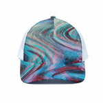 Smoke Psychedelic Trippy Print White Mesh Trucker Cap
