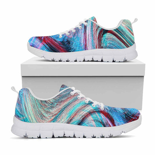 Smoke Psychedelic Trippy Print White Running Shoes