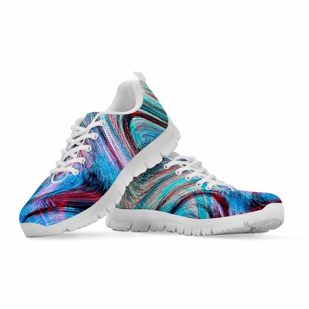 Smoke Psychedelic Trippy Print White Running Shoes
