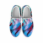 Smoke Psychedelic Trippy Print White Slip On Sneakers