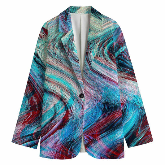 Smoke Psychedelic Trippy Print Women's Cotton Blazer