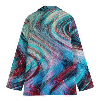 Smoke Psychedelic Trippy Print Women's Cotton Blazer