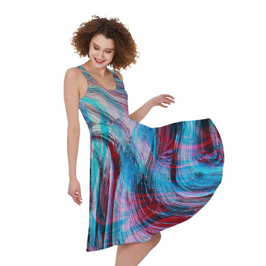Smoke Psychedelic Trippy Print Women's Sleeveless Dress