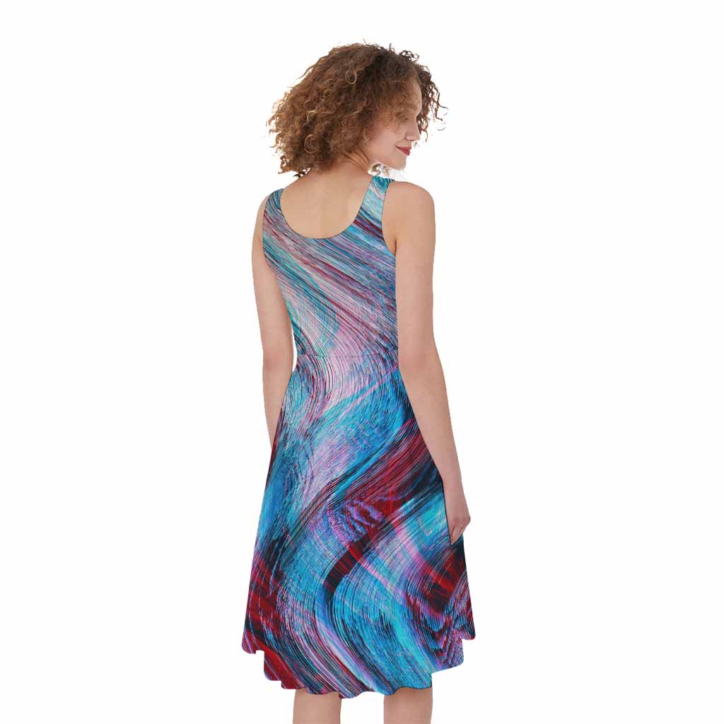 Smoke Psychedelic Trippy Print Women's Sleeveless Dress